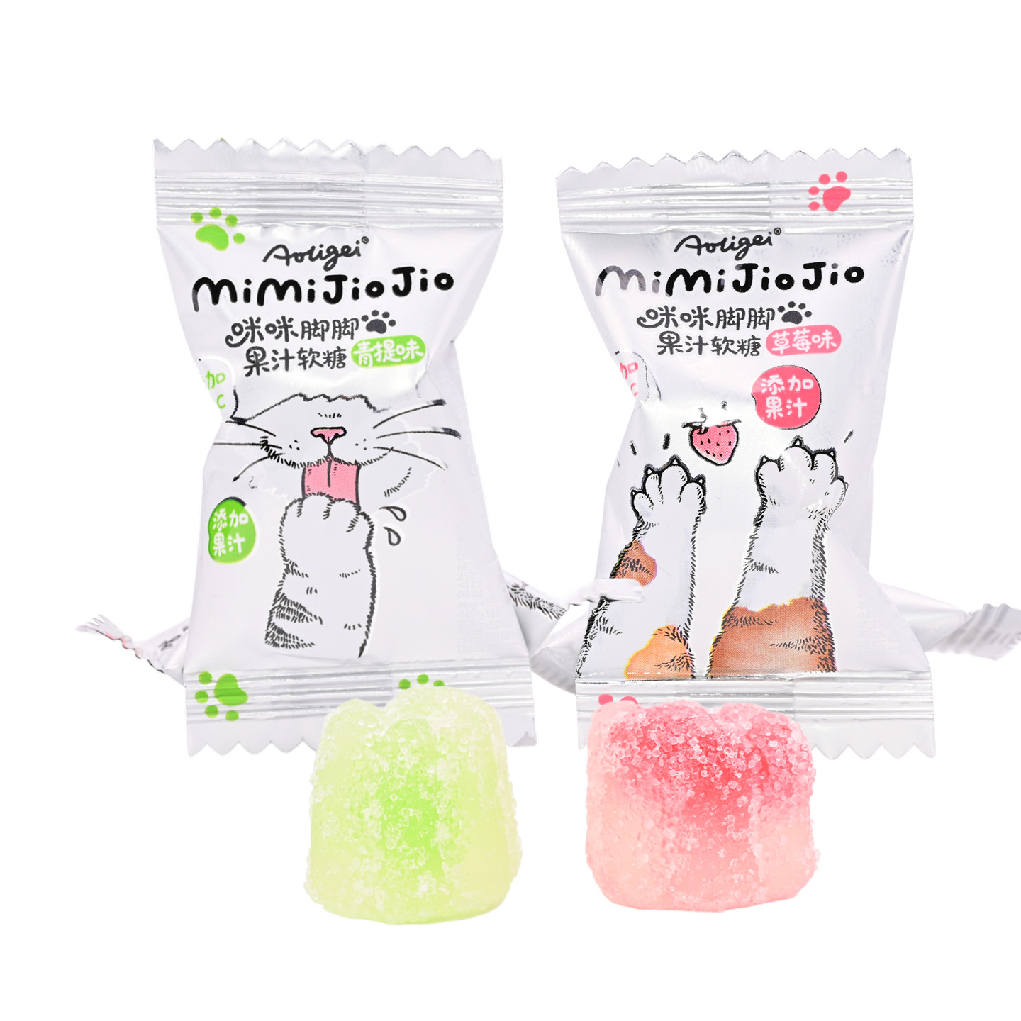 Aoligei咪咪脚脚果汁软糖散装500g结婚喜糖果休闲零食可爱造型