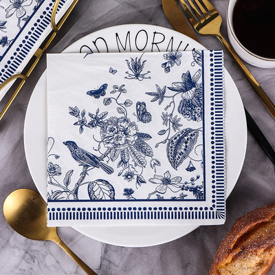 Runlux青花花鸟印花餐巾纸