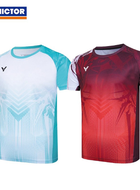 VICTOR威克多羽毛球服胜利男女款运动透气针织短袖55060TD速干