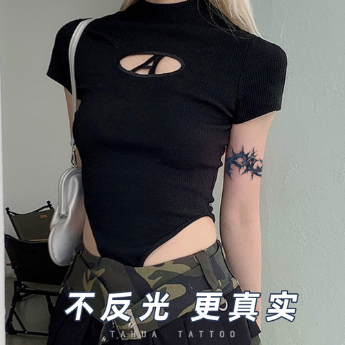 她画草本纹身贴荆棘纹身