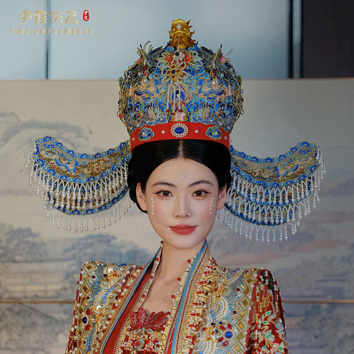 宋制发冠新娘凤冠皇后大婚头饰头冠中式婚礼汉服婚服结婚发饰品