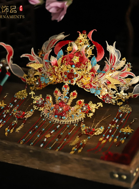 明制婚礼结婚发冠中式新娘头饰凤冠霞帔古风汉服饰品新款华丽仙美