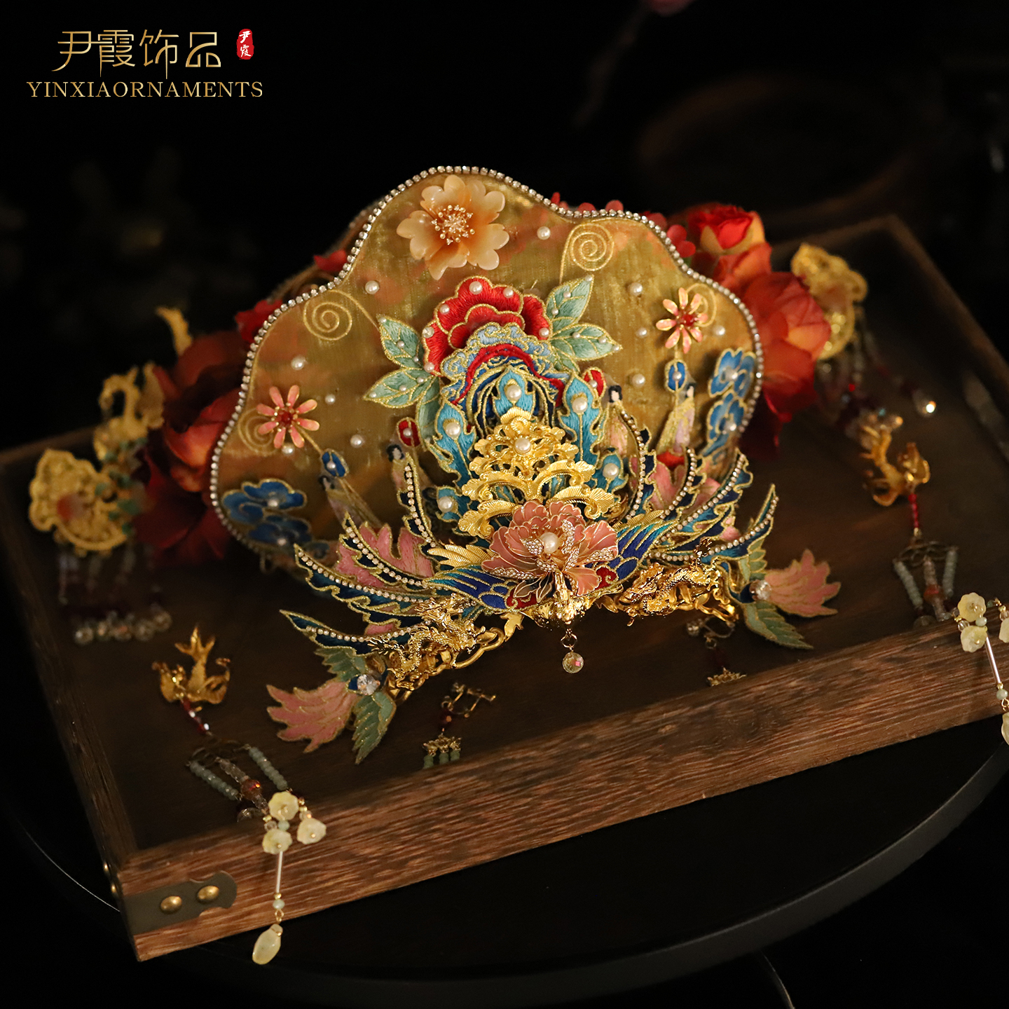 新款新娘头饰宋制汉服发冠中式头冠结婚发饰品原创设计手工奢华