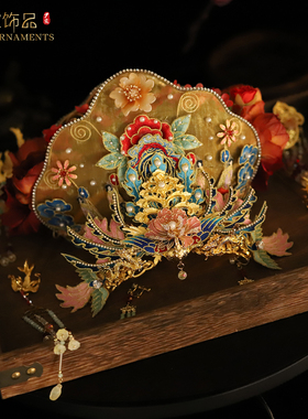 新款新娘头饰宋制汉服发冠中式头冠结婚发饰品原创设计手工奢华