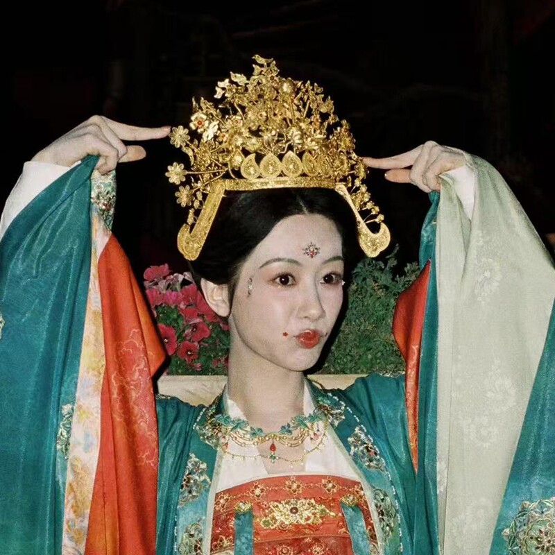 汉服凤冠唐风发冠国色芳华杨紫同款古风头饰影楼摄影饰品手工头冠