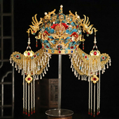 明制新娘凤冠头饰古装 冠 新娘结婚大冠中国风婚礼饰品倒叙嫁衣同款