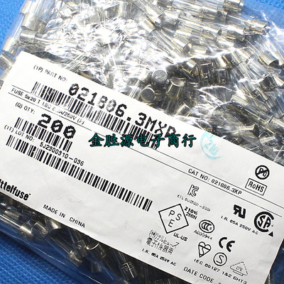 玻璃保险丝 T6.3A T6.3AL250VP 250V 5x20 021806.3.MXP  原装