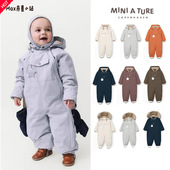 9折丹麦 Miniature 25秋冬男女宝宝防风防水加绒连体滑雪服棉服