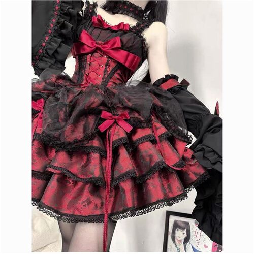 辣妹蔷薇执事黑红洛丽塔JSK甜辣Iolita连衣裙可爱二次元cos服