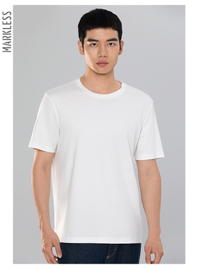 Markless凉感液氨T恤男士短袖丝光棉宽松纯色冰丝纯棉体恤打底衫
