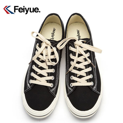 飞跃春秋低帮黑色低帮板鞋帆布鞋