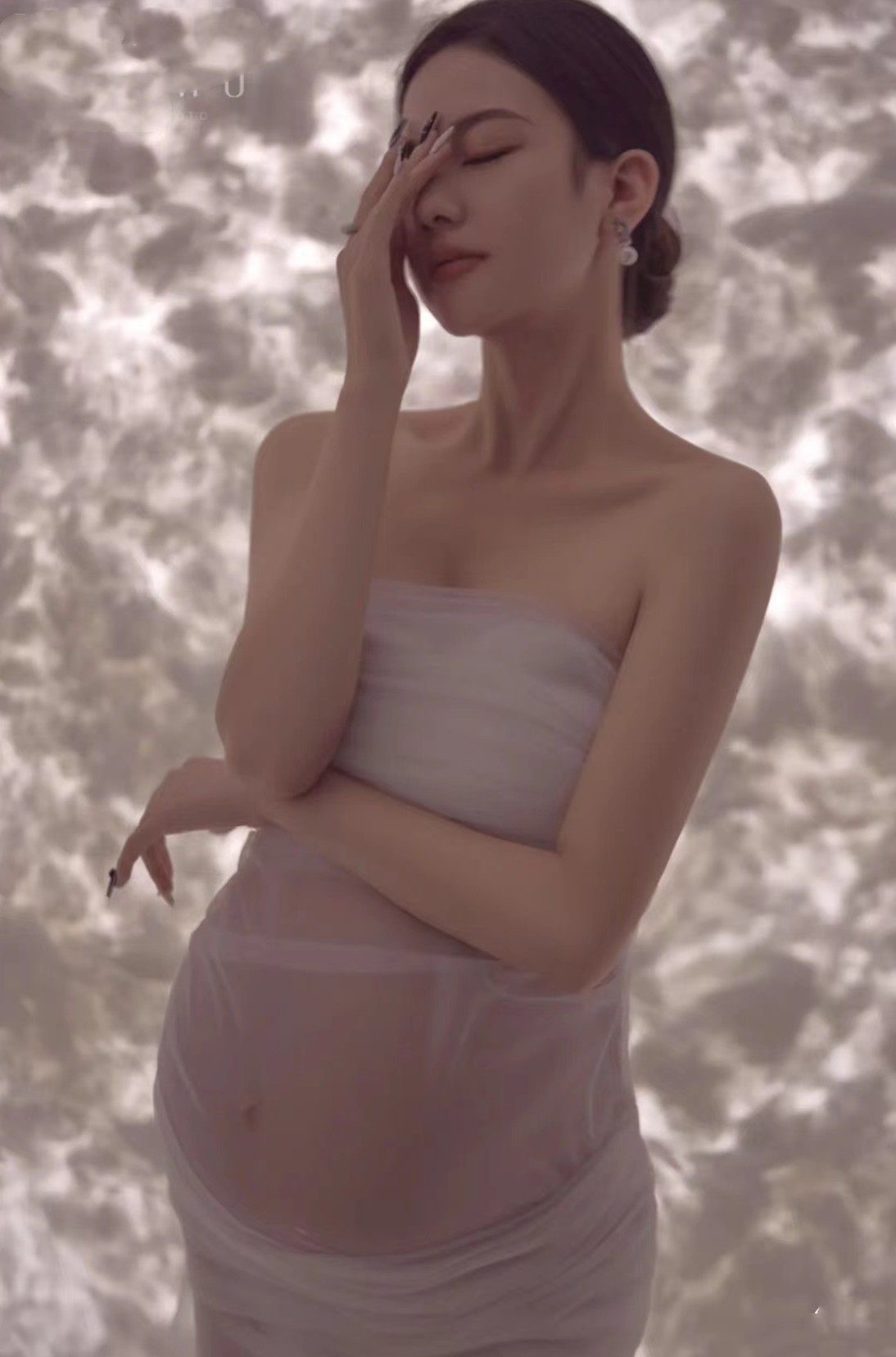 임산부 예술 사진 촬영 의류 스튜디오 사진 사진 임신 어머니 배꼽 사진 부동 모래 치마 누드 거즈 5M 웨딩 거즈