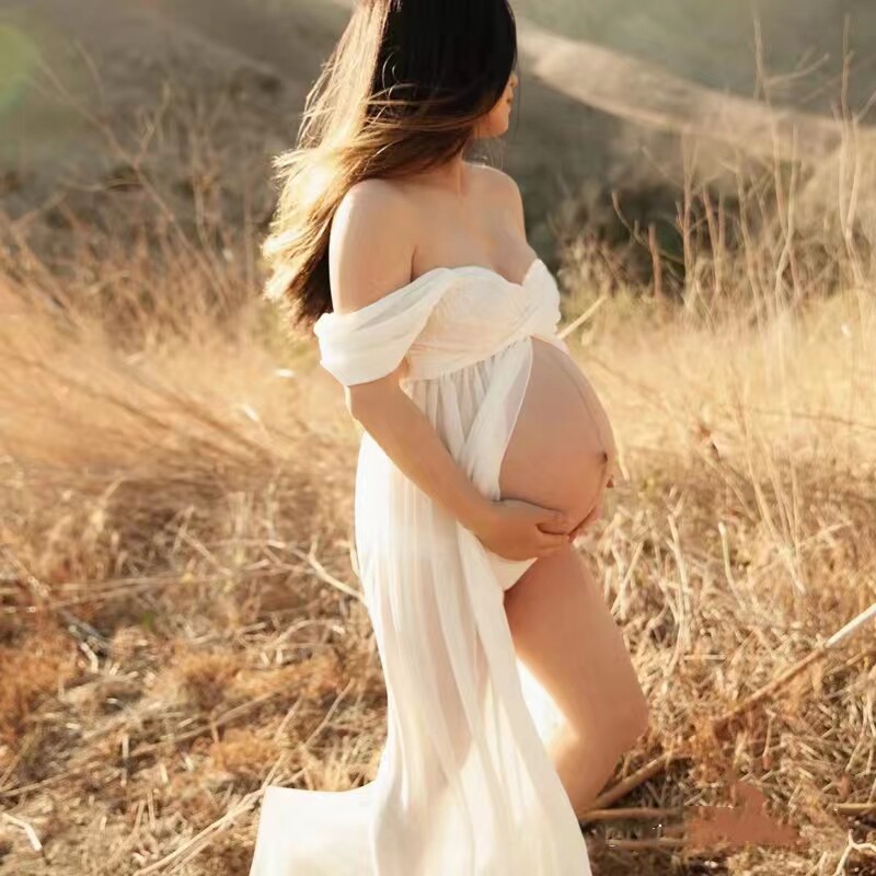 뜨거운 판매  임신 한 여자 사진 촬영 트레일러 목 섹시한 스튜디오 사진 사진 큰 배꼽 사진 의류 드레스