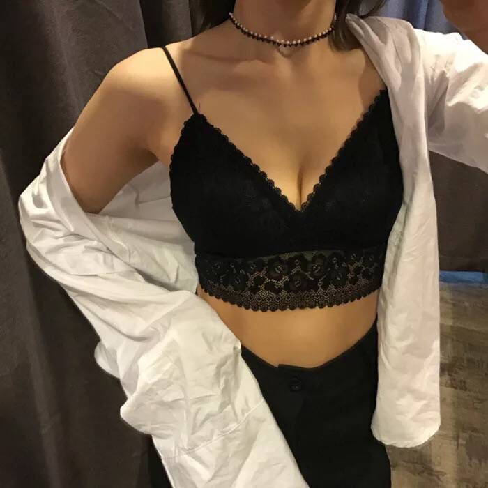 Black and white sexy Lace V-neck camisole Wrap chest Emptied undergarment covering the chest and abdomen Bras pregnant woman photograph Primer Seaside Internal lapin the Lingerie/Men's underwear/Tracksuit , Bra  category - from Buy2taobao.com to provide professional Taobao agent buy service
