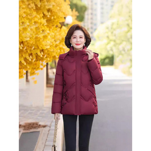 冬季妈妈羽绒棉服新款外套时尚中老年女冬装加厚棉袄奶奶保暖棉衣
