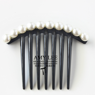 欧美职业时尚发插发饰品梳头发叉发夹盘发珍珠发卡子新娘头饰头花