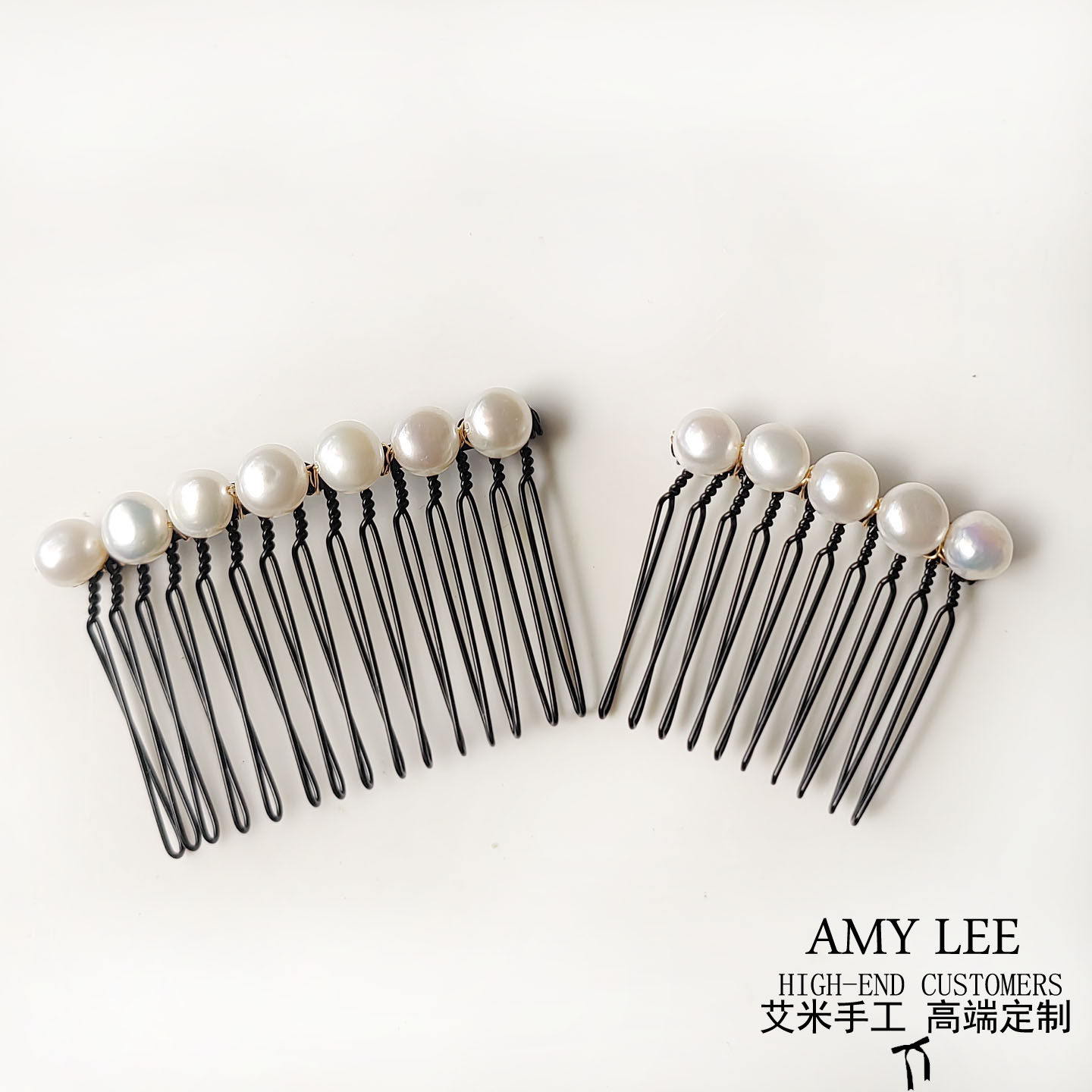 手工原创天然巴洛克异形淡水真珍珠发饰头饰小号刘海发梳插梳碎发