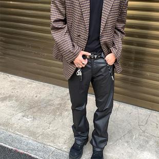 Addressunknown秋冬廓形复古蓝格纹高级感格子宽松休闲西装外套