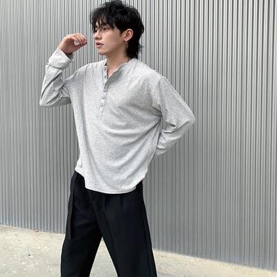 慵懒肌理亨利领打底长袖