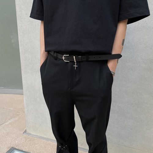 小众ins风十字架银扣同款皮带