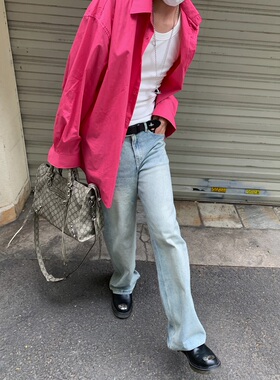 Addressunknown高街vibe风复古吊染水泥黄微喇叭牛仔裤休闲裤男女