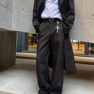 Addressunknown基础直筒新钱腰扣宽松阔腿拖地长裤男廓形西裤潮