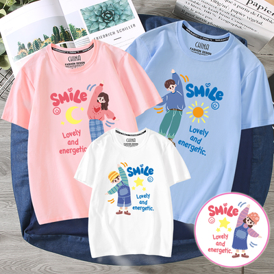 卡通亲子装一家三四口短袖2025年