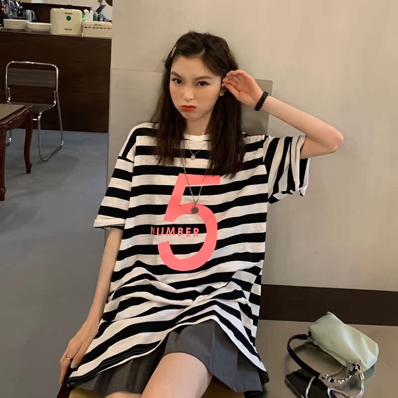 Real price ~ loose stripe cotton short sleeve