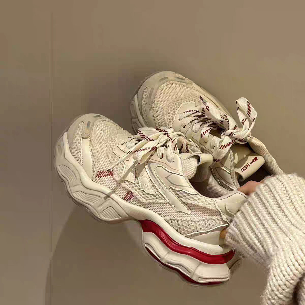 欧洲站巴黎厚底拼色老爹鞋女2026春季新款休闲透气百搭跑步运动鞋