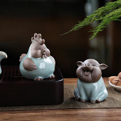 陶瓷十二生肖小摆件可爱属相迷你鼠牛虎兔龙蛇马羊猴鸡狗猪工艺品