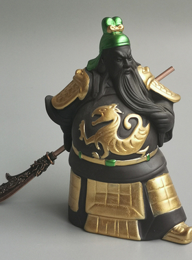 紫砂关羽茶台中式风摆件