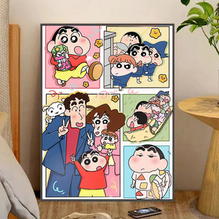 卡通花束蜡笔小新动漫合集儿童手工手绘涂填色丙烯画 diy数字油画