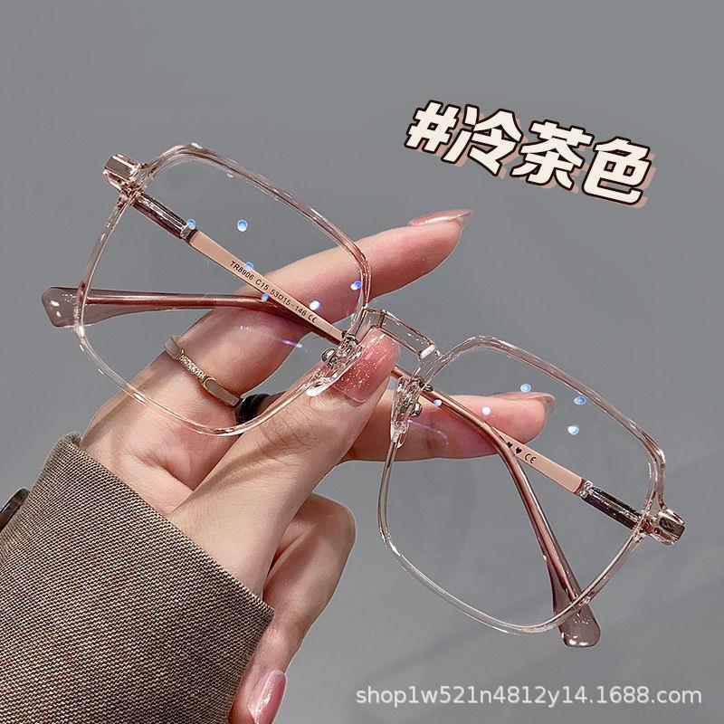 新超轻防蓝光眼护目镜女大框平光镜高颜值显瘦素颜眼镜框可配近视