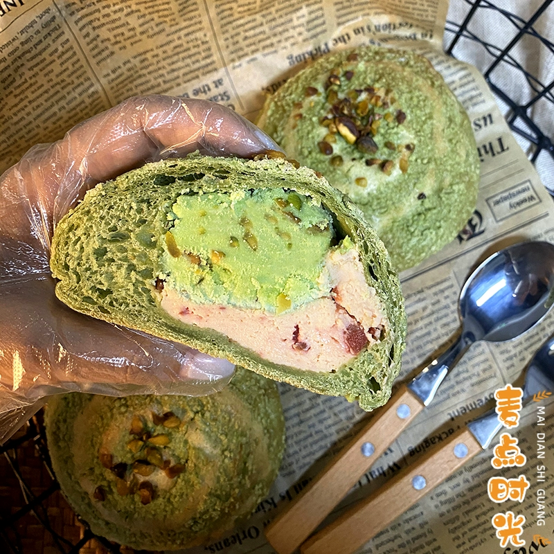 麦点时光欧包抹茶开心果树莓奶酪软欧包夹心面包坚果健康代餐早餐