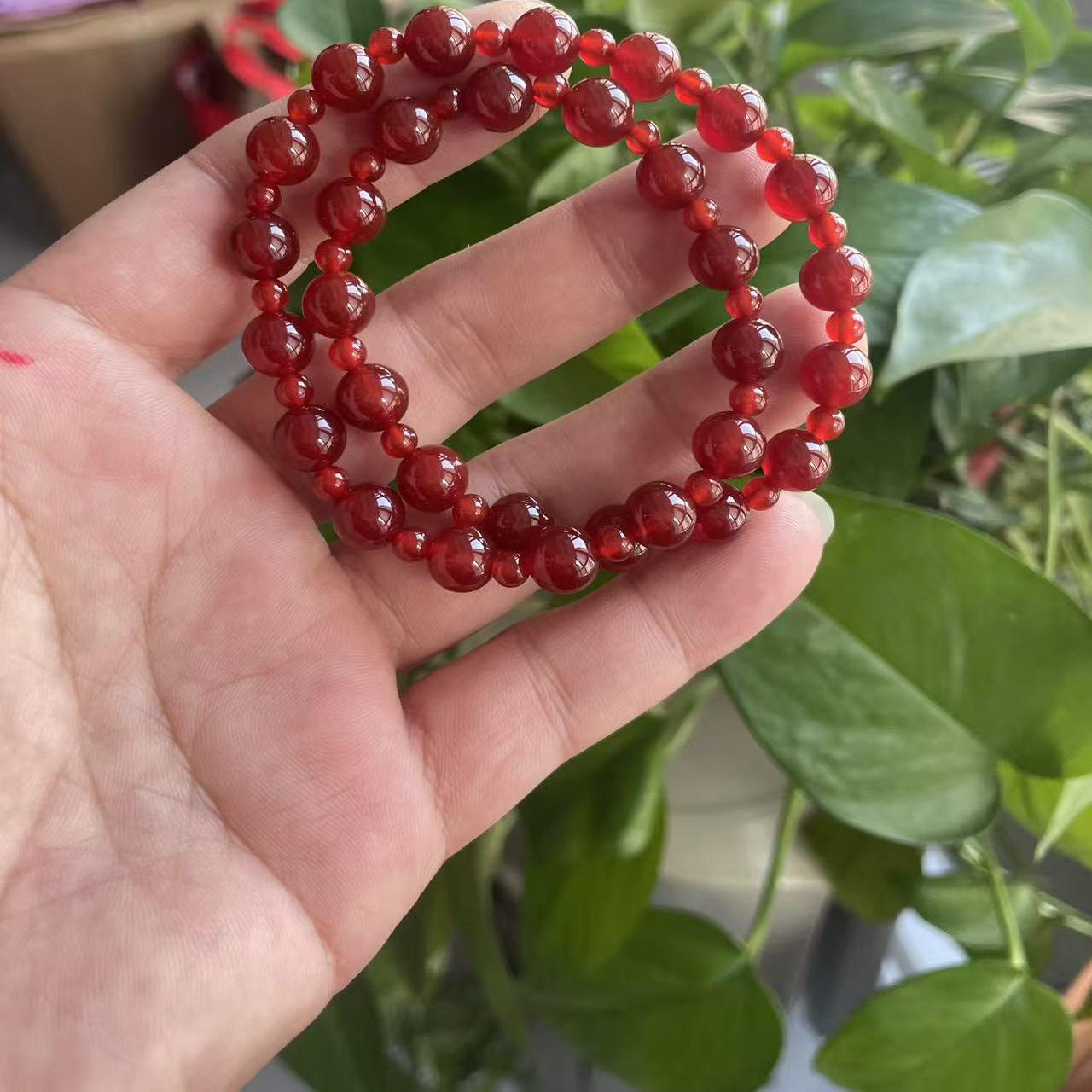 红玛瑙手链女双圈手串许妍同款