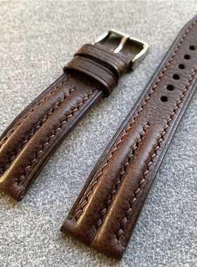 新品手工定制双起鼓 意大利超软植鞣牛皮表带 适用水鬼GS康卡斯等