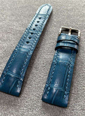 捡漏 哑光真美洲鳄鱼皮 蓝色 全手工制作 适用各品牌 鳄鱼皮表带