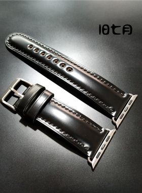 适用AppleWatch9/8/7/6SE  iwatch5 定制 日本新禧马臀皮表带男女