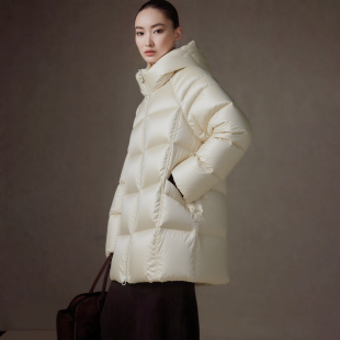 【金金宠粉】连帽加厚90鹅中长款保暖羽绒服韩版百搭外套YS-19800