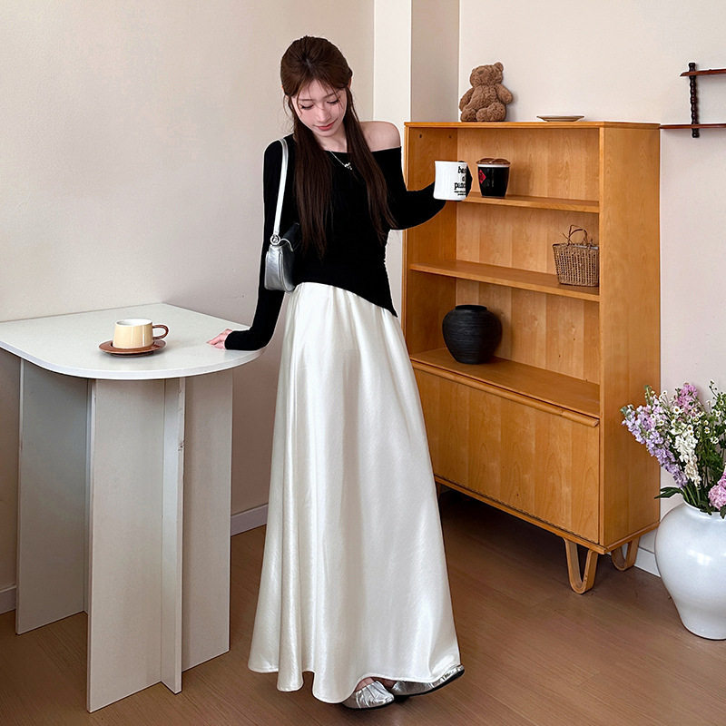 春夏冰丝凉感醋酸缎面半身裙女淑女高级感气质包臀鱼尾裙子长款