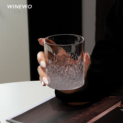 雪褶杯 中古法式玻璃杯 vintage威士忌酒杯水晶杯家用创意洋酒杯