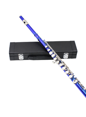 优质SLADE雷德16孔长笛C调白铜管体蓝色加E键法式按键意大利垫片