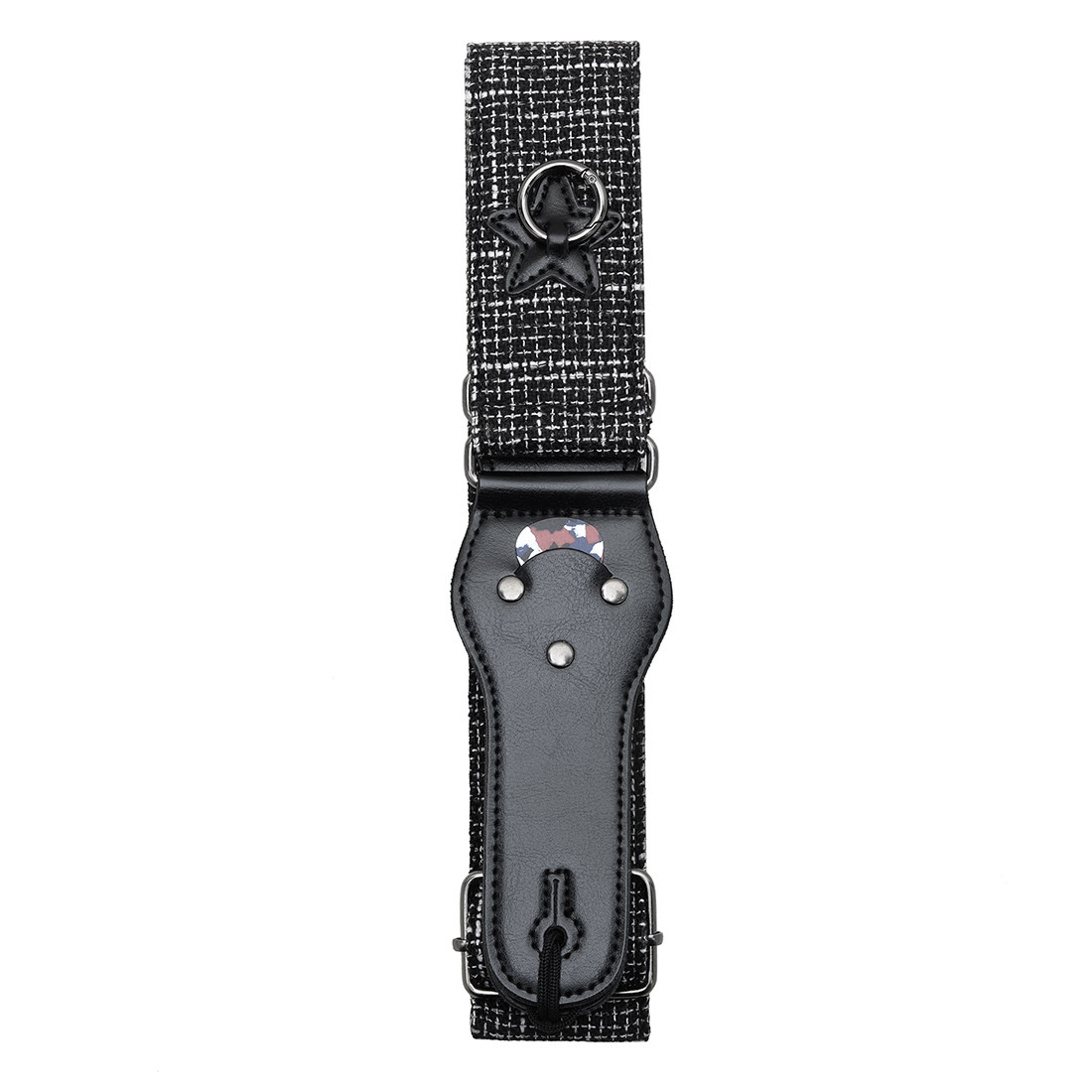 吉他背带贝司斜跨加宽涤纶星形卡扣AS-032密麻格花纹+拨片PVC袋