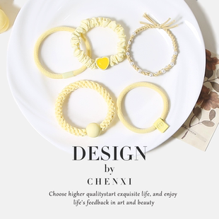 糖果色系5件套装 头绳网红多巴胺气质简约扎头发绑马尾发绳小皮筋