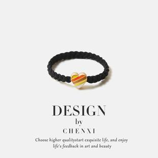 韩版 简约爱心星星头绳ins几何扎头发高弹力橡皮筋高级感彩虹发饰