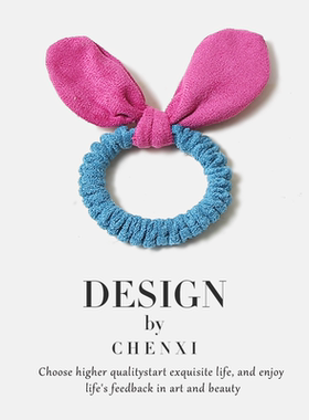 日韩撞色麂皮绒兔耳朵小肠圈儿童扎马尾不伤发皮筋头绳高弹力头绳