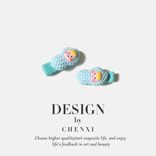 女童发夹可爱马卡龙配色多妹花生对夹全包布碎发前额夹子女童发饰