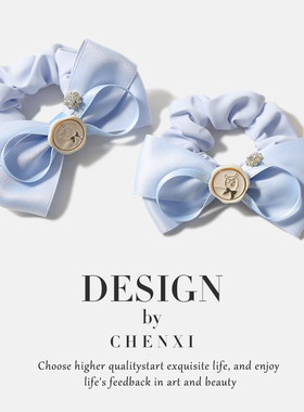 小香风新款法式蝴蝶结大肠圈蓝色甜美网红简约扎头皮筋不伤发头饰