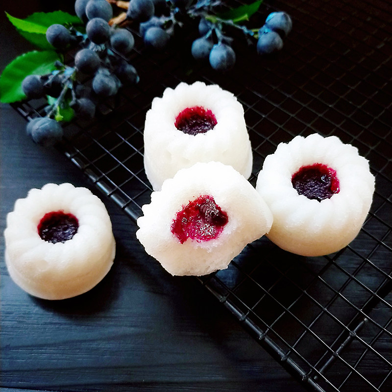 酒酿蓝莓糕米糕米馒头传统糕点发糕点心速食小吃预制面点速冻食品