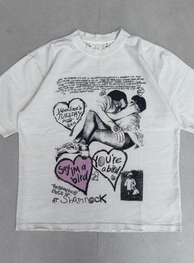 国内现货 ZUICHU FIRST LOVE初恋水洗做旧印花限定小高领宽松短袖